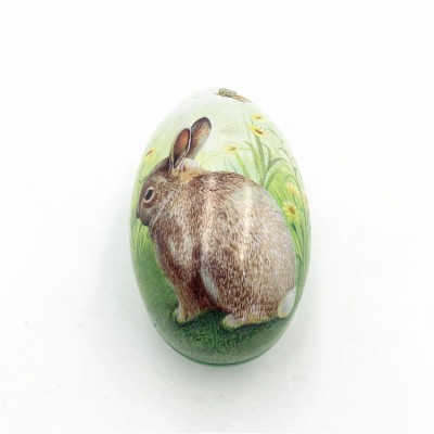 Delicate printing egg shape metal tin can for decorative