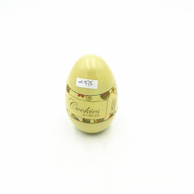 Delicate printing egg shape metal tin can for candy